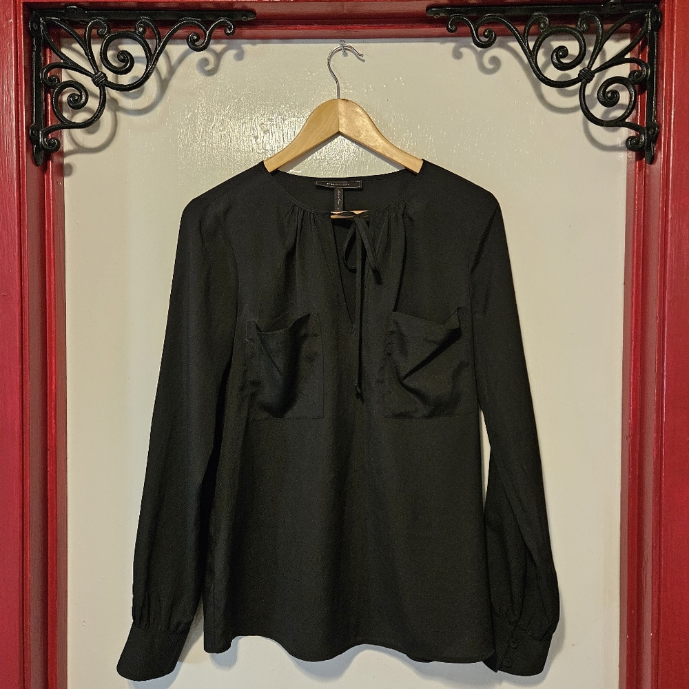 BCBGMaxAzria Dressy Blouse With Tie Front And Pockets